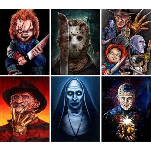 5D DIY Diamond Painting Cartoon Horror Movie Character Mosaic Set Art Full Square Round Cross Stitch Embroidery Home Decor Gift