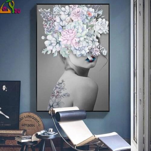 5D Diy Diamond Painting Modern Abstract Floral Noble Woman Mosaic Diamond Embroidery Mosaic Home Decorations Handmade Art Crafts