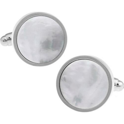 Free Shipping Shell Cufflinks White Fashion Round Shell Design Natural Shell Decoration Gift For Men Cuff Links Wholesale&retail