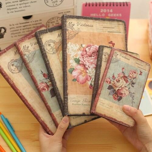 Color Inside Page Notebook Chinese Style Creative Hardcover Diary Books Planner Lily Rose Printing Diary School Office Supplies