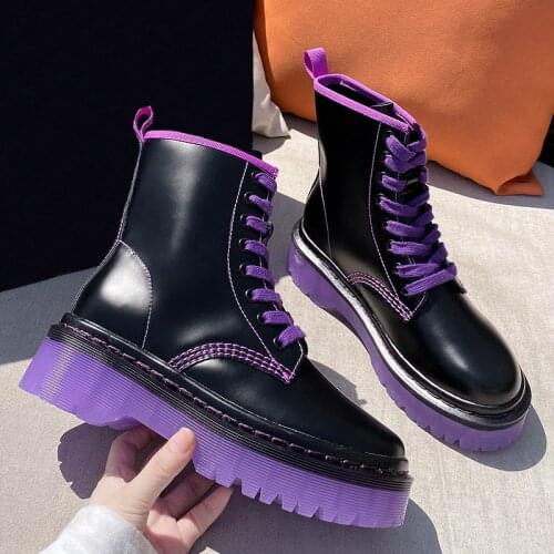 2021 Genuine Leather Women Jelly Shoes Warm Plush Ankle Boots Platform Footwear Fashion Winter Med-heels Shoes Motorcycle Boots