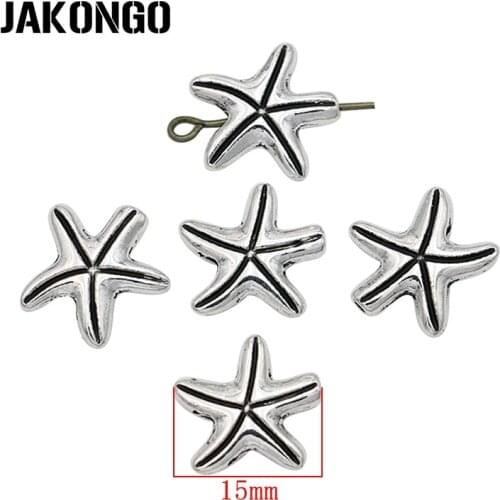 20PCS Antique Silver Plated Starfish Spacer Beads Vintage Loose Beads for Jewelry Making Bracelet DIY Handmade Craft