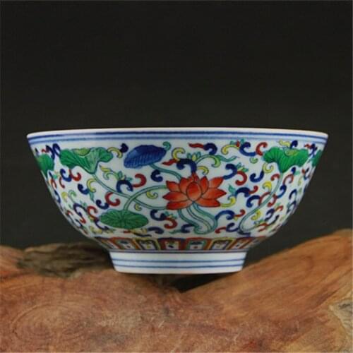 Qing Dynasty Yongzheng Period Hand-Painted Blue And White Contrasted color Bowl With Lotus Flower