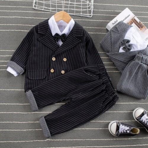 Kids Childrens Baby Suit 3Pcs/Set Kids Business Suit jacket+ Solid Shirt+Vast Pants Set Jacket For Boys Formal Party 1-6 Age