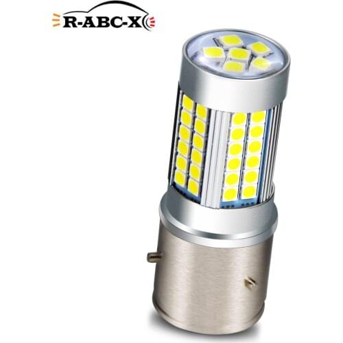 RUIANDSION 1X 1200Lm BA21D 66 3030SMD Motorbike Replacement LED Bulb Scooter Moped Headlight High Low Beam 6V 6000K Power Saved