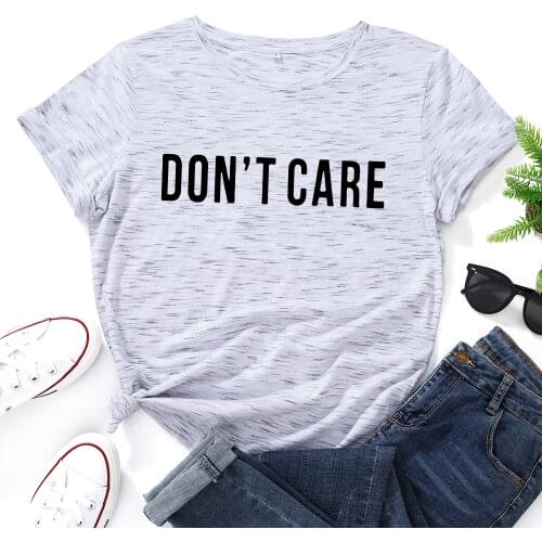 Graphic T Shirts for Women Cotton Short Sleeve Tee Female Shirt Tops Summer Casual Print Clothes Gifts Don't Care Oversized Tees
