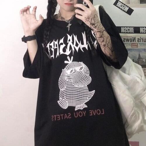 Gothic Clothes T Shirts Harajuku Style Letters Print Tshirt Streetwear Female Oversized Short Sleeve Tee Shirt Woman T-Shirt