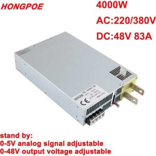 4000W 48V Power Supply 0-48V Adjustable Power Supply 0-5V Analog Signal Control 220V 380V AC-DC 48V 83A High-Power Transformer
