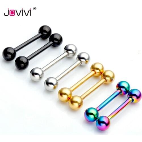 Jovivi 14G Lip Ring Stainless Steel 5mm Ball Punk Lip Nipple Tongue Ear Stud Ring 14mm Bar Length Body Piercing Jewelry