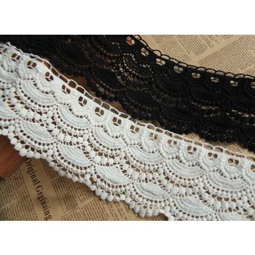 15yards 12cm wide White Beige Water Soluble Cotton Lace Ribbon Hollow Lace Trim Fabric for Sewing Bridal Wedding dress Crafts