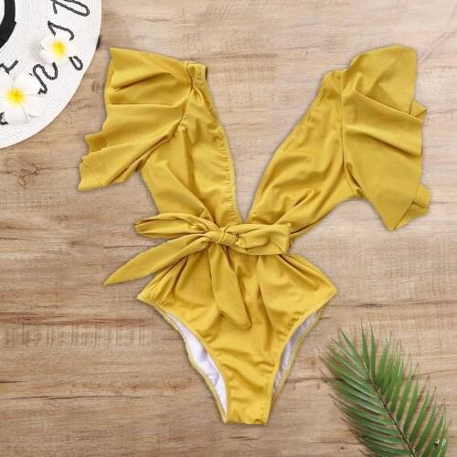 Summer Women Swimsuit Fashion Sexy Pinted Ruffle Bikini Set Ono-piece Swimwear Beachwear Swimming Beach Suit Biquini 2021