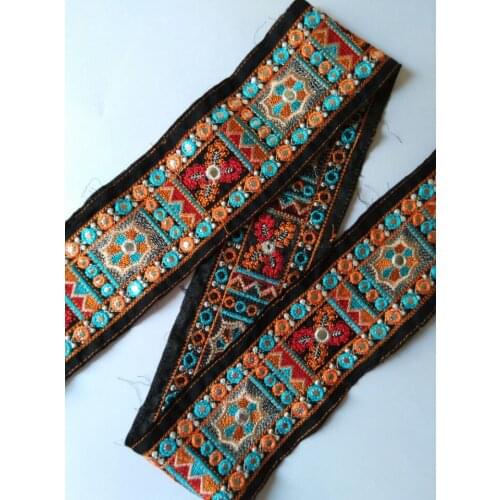 Miao cross stitch mirror embroidery fabric lace trim 9cm denim dress ribbon tape webbing ethnic tribal nepal indian boho gypsy