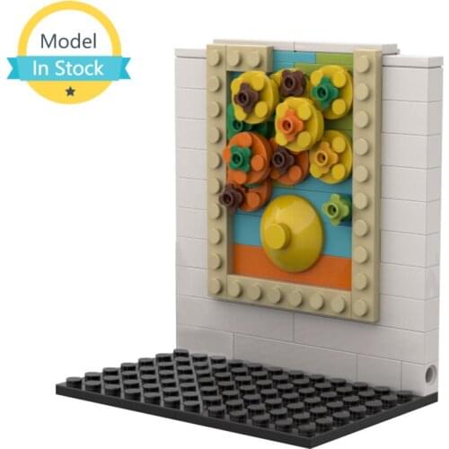 MOC Wall Mount Art Painting Sunflower Flower Pixel Painting Building Block Set Fashion Home Wall Decoration DIY Kid Splicing Toy