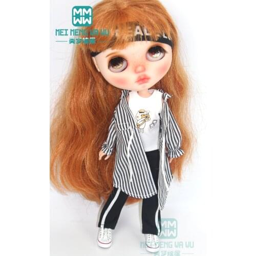 1pcs Blyth Doll Clothes fashion striped shirt, vest, sweatpants for Blyth , Azone1/6 doll accessories