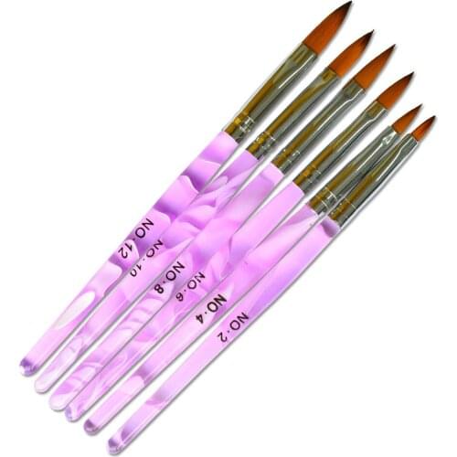 Wholesale 200sets New 6pcs Nail Art Brushes Sculpture Pen Acrylic UV Gel Drawing Painting Pattern Nail Kit Lot Professional Set