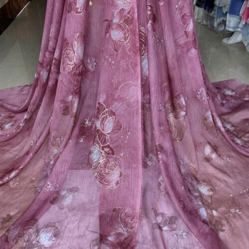 Cosplay Dress Bronzing Chiffon Fabric floral fabric bronzed costume material DIY stage cosplay Dress 1Meter