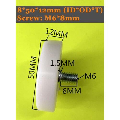 8x50x12mm POM Bearing With M6x8/12 M8x12 Screw 10Pcs PU Pulley Wheels 696 Ball Bearing Sealed Bearing Used on Door and Window