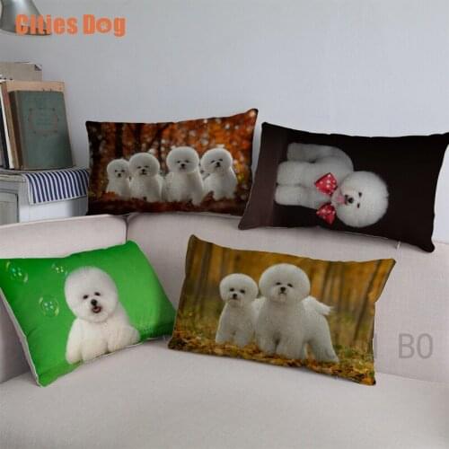 Bichon Frise dog Waist pillows cushion cover new Year decorative sofa Valentines Day gift 30x50 cm Lumbar pillow case almofada