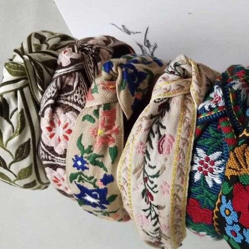 Embroidery Flower Headbands For Women korea Headband National Style Hair Accessories Colorful Hairband Head Wrap Hair Band