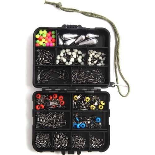 Luya Bait Sea Fishing Set 176 Pieces/Connector/Swivel/Plumb/Crank Hook/Space Bean Accessories with FishingTackle Box
