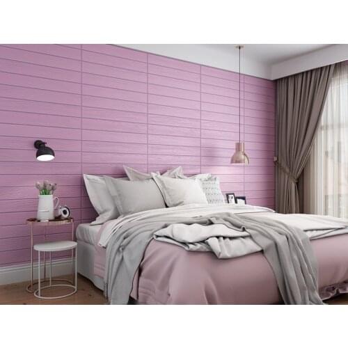 PVC wooden striped wall sticker 3 D wallpapers adhesive model of soft package sofa TV setting sitting room adornment