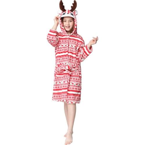 Christmas Kids Unicorn Robe For Girls Pajamas Hooded Children Bathrobe Sleepwear Kids Baby Clothes Long Sleeve Towel Bath Robe