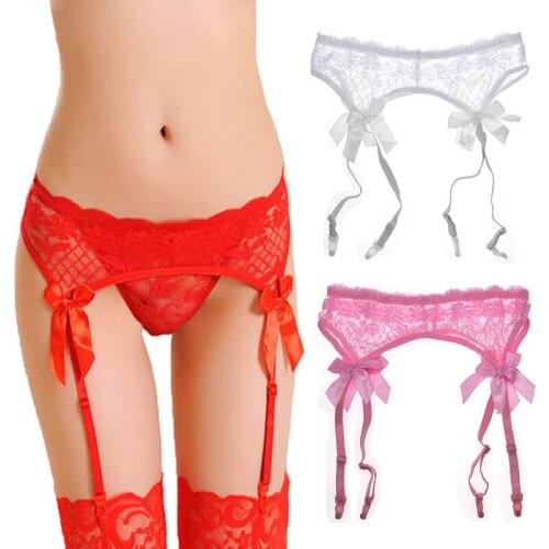 Sexy Women Lace Garter Belt Sheer Garters Belts Camisas Transparent Suspenders Waist Belt for Stockings