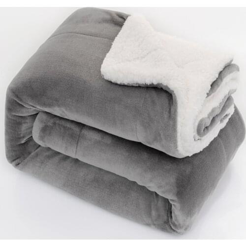 Sherpa Fleece Blanket Warm Winter Blankets on the Bed Solid Grey Nap Sofa Throws Fluffy Soft Plush Bedspread Manta 130x160cm