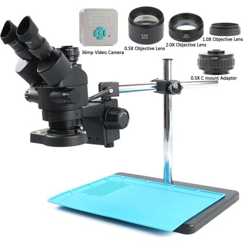 3.5-90X 7-45x Simul Focal Continuous Zoom Trinocular Stereo 36mp 1080P USB HDMI Microscope Video Camera For PCB Soldering Repair