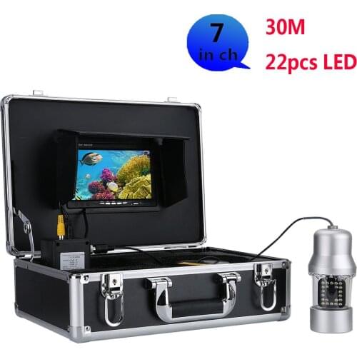 30M Underwater Fishing Video Camera Fish Finder 7 Inch Color Screen Waterproof 22 LEDs 360 Degree Rotating Camera
