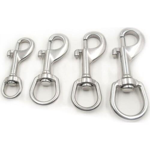 5PCS/LOT 304 Stainless Steel L70MM/80MM/90MM/105MM/115MM Silver Trigger Bolt Snap Clip Hook with Swivel-Eye For Pet Chains