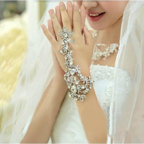 Shining sexy beaded princess women girl gloves dancing party performance lady chain bracelet gloves free shipping