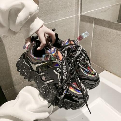 2020 Designers Chunky Sneakers Platform Silver INS Fashion Women Lace Up Casual Shoes Spring Woman Sports Trainers Old Dad Shoes