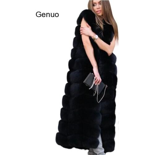X- Long Coat Luxury 10 Steps Women Faux Fox Fur Vest Furry Soft Fur Jacket Plus Size Thick Warm Vintage Overcoat Street Outwear