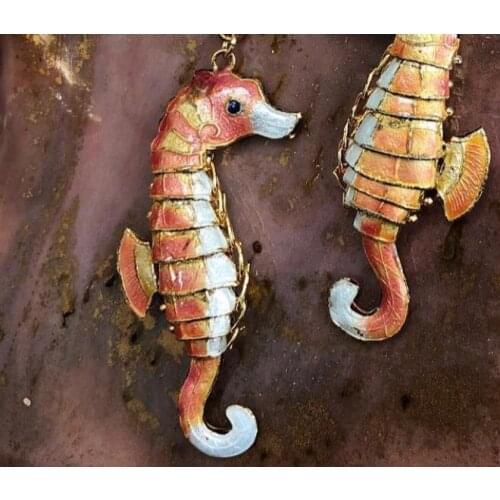 10pcs Lifelike Sway Cloisonne Enamel Seahorse DIY Charm Pendant Earrings Necklace Bracelet Keychain Jewelry Making Supplies