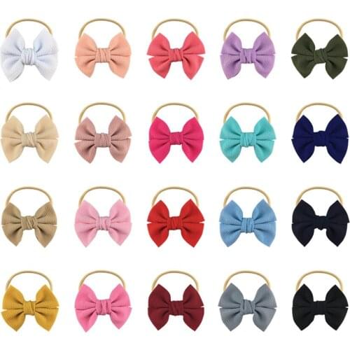 20Pcs 4.5" Hair Bows Elastic Nylon Headbands Soft Nylon Headband For Girls For Baby Girls Newborn Infant Toddlers Kids