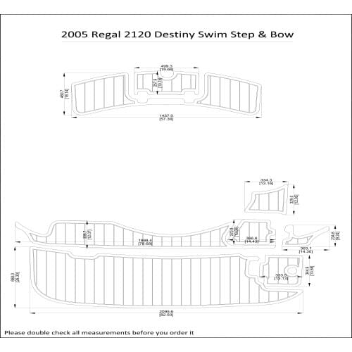 2005 Regal 2120 Destiny Swim Step & Bow Pad Boat EVA Teak Decking 1/4" 6mm