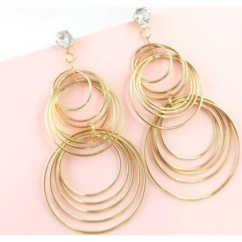 2021 Real Earings Pendientes Aretes Shows Geometrical Circle Earrings Edition Personality Long Metal Stud Wholesale Geometric