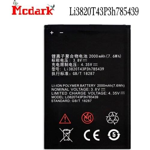Li3820T43P3h785439 Battery For ZTE Blade L3 Batterie Bateria Accumulator 2000mAh