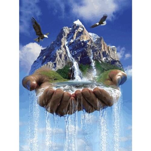 Brand new square/round AB diamond 5D DIY diamond painting "hand waterfall" embroidery cross stitch home decoration painting