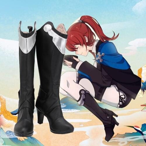 Anime Honkai Impact 3rd Murata Himeko Black Cosplay Shoes Cosplay Long Boots Leather Halloween Party Props Custom Made