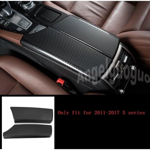 Car styling Carbon fiber multimedia Gear Armrest box panel cover sticker Trim For BMW 5 Series F10 F18 Interior Auto Accessories