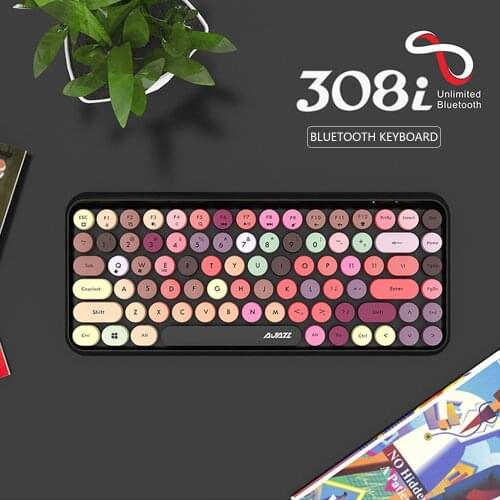 Ajazz 308I Wireless Bluetooth Keyboard 84 Keys Retro Round Keycaps for Computer Laptops for Mac for iOS for Windows for Android