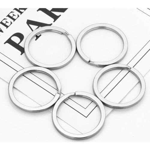 10Pcs/lot Stainless Steel Split Rings Key Ring Keychain Flat Key Holder Keyfob DIY Keyrings Jewelry Making Accessories Supplies