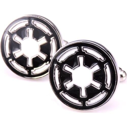 C-MAN French Star Wars Galactic Empire Logo Wedding Cufflinks For Mens And Women Enamel Brand Cuff Buttons Wholesale Cuff Links
