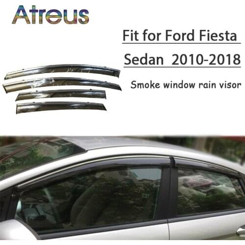 Atreus 1set ABS For 2018 2017 2016 2015-2010 Ford Fiesta Sedan Accessories Car Vent Sun Deflectors Guard Smoke Window Rain Visor