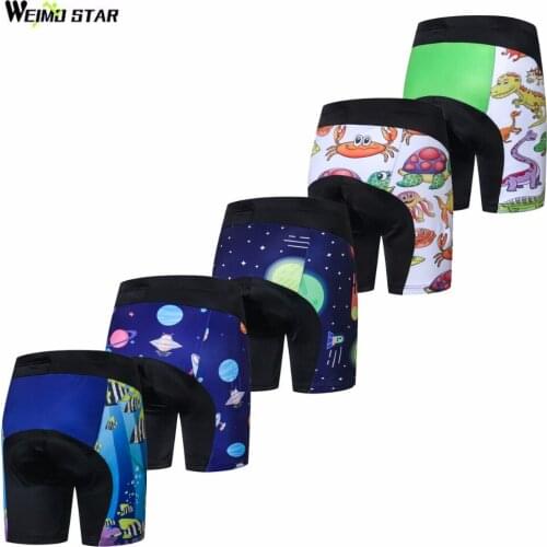 Weimostar Cartoon Children Cycling Shorts Bicycle Clothing Boys Coolmax Pad Shorts MTB Ropa Ciclismo Kids Bike Tights Shorts