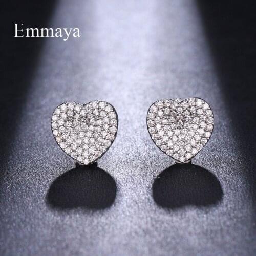 Emmaya Classical Silver Plated Heart-shape Elegant Earring Cubic Ziron For Women Repersents love Sparkling Gift For Friends