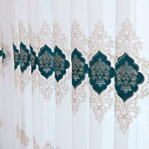 European Style Light Luxury Embroidered Gauze Curtain, Thin White Gauze Customization for Living Room Bedroom