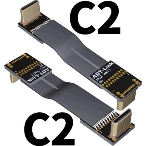 HDMI-compatible Mini-HDMI C type to C type Flat Cable Cord EMI Shield Right Angle HDMI-mini Cable 2.0 4K@50/60 2160p mHDMI Cable